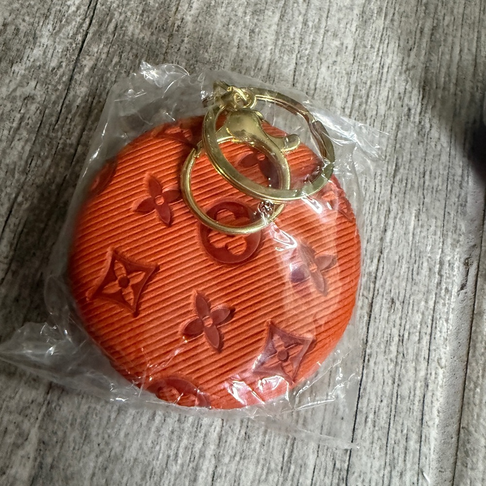 Orange Keychain mirro with Gold Accents
